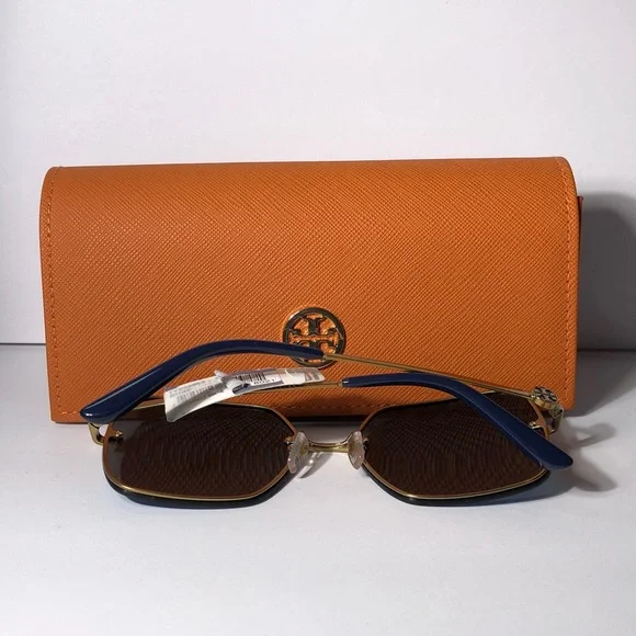 New Authentic Tory Burch TY6080 Blue Sunglasses with Orange Case display picture 3